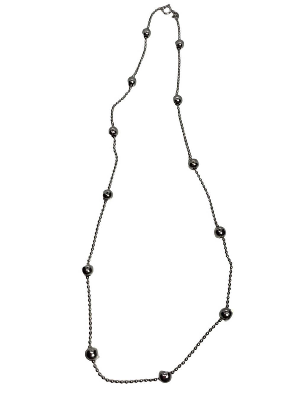 Elegant Sterling Silver Bead Necklace - Women's Jewelry
